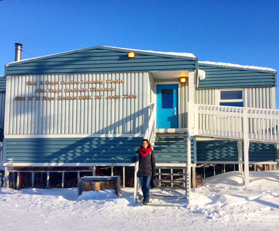 Marie-Hélène Forget (on the photo) and Martine Lizotte meet with Tatiana Frederickson, Community Adult Educator for the Aurora College at the Alex & Hope Gordon Learning Center, in Aklavik, Northwest Territories, Canada, February 25, 2019. ©Martine Lizotte Takuvik2019 Picture2 12