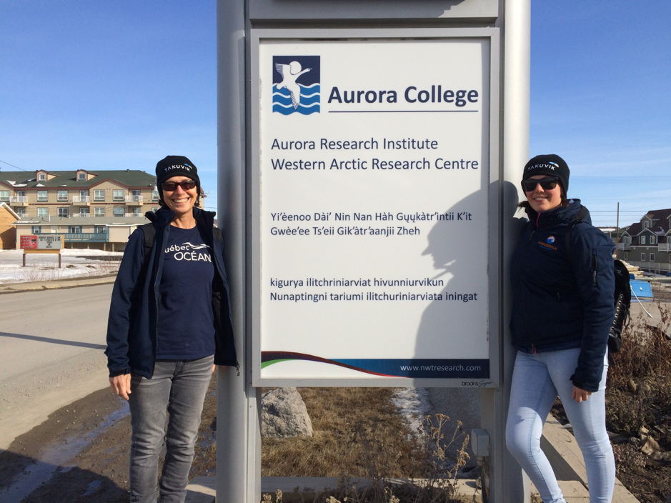 Caroline Guilmette (left) and Marine Béguin (right) at the Aurora Research Institute, Inuvik, Northwest Territories, April 30, 2019. ©Thomas Bossé-Demers. Takuvik2019 Picture5 5 web