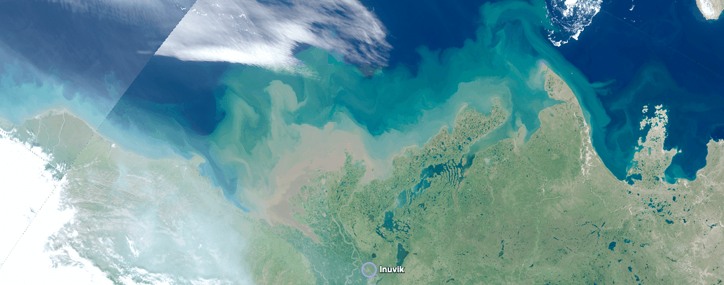 Figure 3: True-color composite image of Sentinel-3 OLCI satellite data (European Space Agencies) collected on the 27th of July 2019. Takuvik2019 Picture8 4